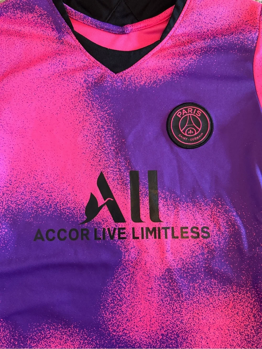 Mbappe Paris Saint-Germain Kids Pink & Purple Short Sleeve Soccer Jersey
